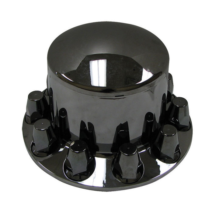 Black Chrome Plastic ABS Rear Hub Cover with Removeable Hubcap & 10 x 33mm Threaded Nut Covers