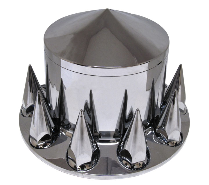 Chrome Plastic ABS Rear Hub Cover with Removeable Hubcap & 10 x 33mm Threaded Pointed Nut Covers