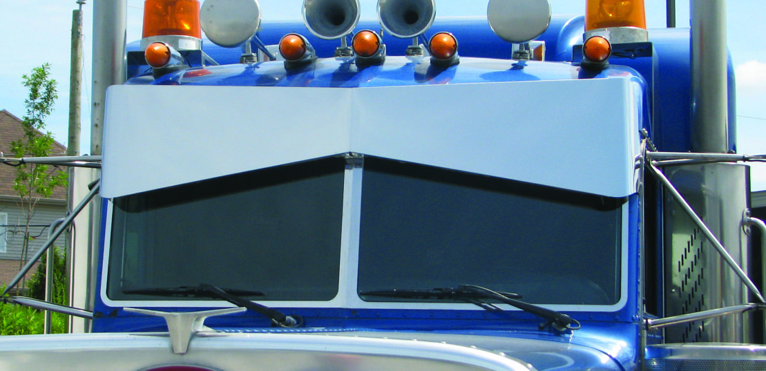 Peterbilt, Stainless Steel Window Contour 3 Piece Kit, (1987+). Installs with provided 3m tape.