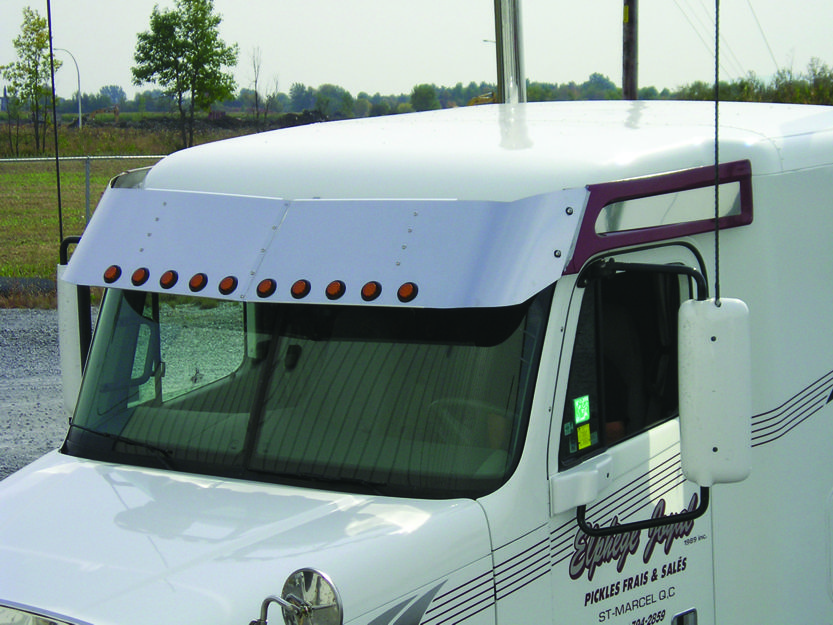 16inch Freightliner, Columbia & Century Class Mid Roof Sunvisor with 5 X 2inch Light Holes, (2005+)
