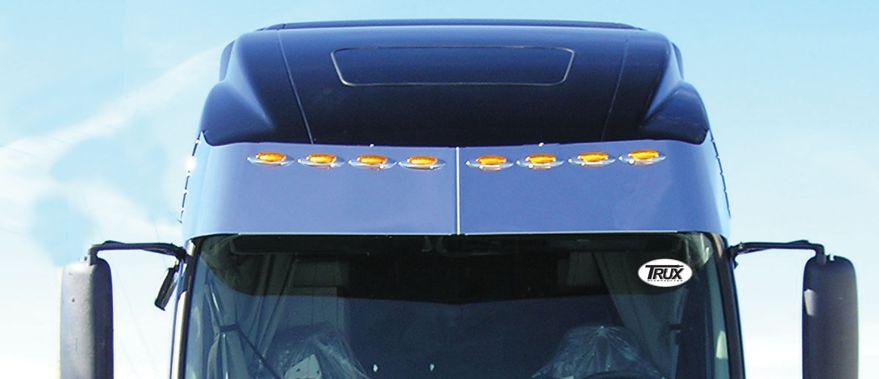 17 Volvo, VN670, 730, 780, VT800 Raised Roof Sunvisor with 8 Infinity LED, (2003+)