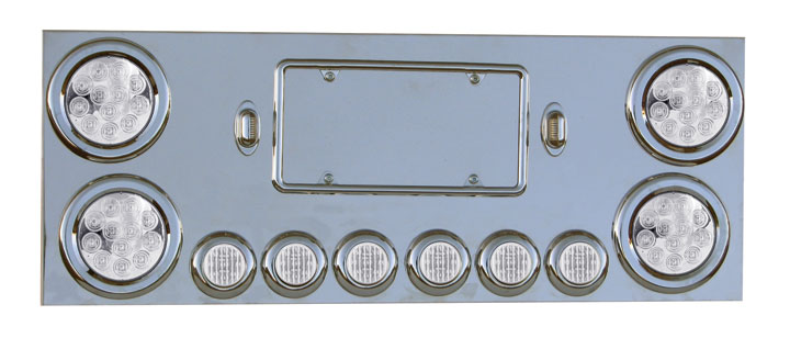 Rear Center Panel w, 4x4inch & 6x2inch Clear LED & 2 License LED