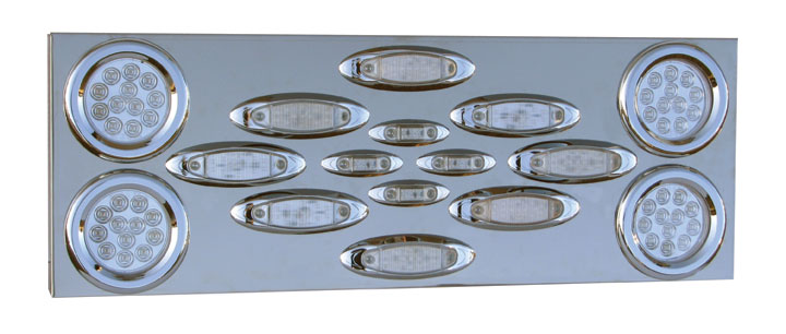 Stainless Steel Rear Center Panel with 4 x 4, 8 Infinity & 4 Small Infinity Clear LED