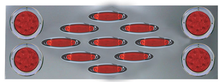 Stainless Steel Rear Center Panel with 4 x 4inch & 9 Infinity LED & Bezels