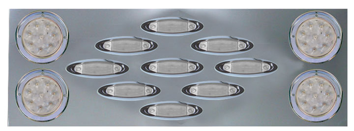 Stainless Steel Rear Center Panel with 4 x 4inch & 9 Infinity Clear LED & Bezels
