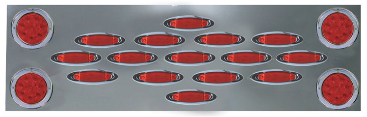Stainless Steel Wide Rear Center Panel with 4 x 4inch & 15 Infinity LED & Bezels