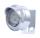 Chrome Universal Mud Flap Hanger End Light W/ 9 Amber Led 2" Flat Light W/ Visor - Clear Lens
