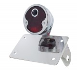 (B0X) "Bobber" Style "1932 Duo Lamp" Tail Light With Red Glass Lens & Blue Dot - Horizontal