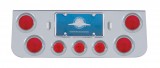 Deluxe Chrome Steel Rear Center Lt Panel W/ Four 4" & Three 2 1/2" Incandescent Flat Lt W/ Visor - Red Lens