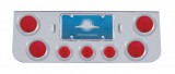 Deluxe Chrome Steel Rear Center Lt Panel W/ Four 4" & Three 2 1/2" Incandescent Flat Lt W/ Bezel - Red Lens