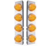 (2/Bulk) Stainless Steel Peterbilt 16 Led Cutout Air Cleaner Light Bracket W/ 17 Amber Led Beehive Cab Light - Amber Lens