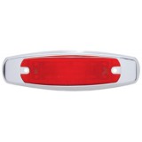 12 Red Led Peterbilt Rectangular Clearance/Marker Light W/ Stainless Steel Bezel - Red Lens