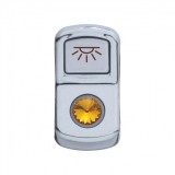 Chrome Plastic "Cab Light" Rocker Switch Cover W/ Diamond - Amber