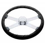 20" Black Leather Steering Wheel Cover