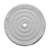 6" White Spiral & Concentric Sewed Muslin Wheel - 30 Ply. & 1/2" Arbor