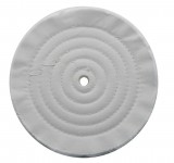 8" White Spiral & Concentric Sewed Muslin Wheel - 72 Ply. & 1/8" Arbor