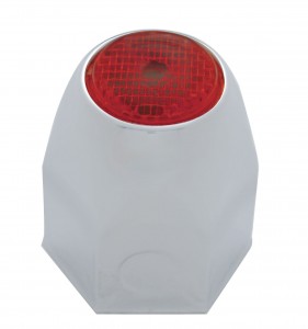 Chrome 1 1/2" X 2" Nut Cover W/ Reflector - Red