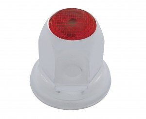 Chrome 33Mm X 2" Nut Cover W/ Flange & Reflector - Red
