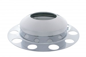 Chrome Front 3Pc. Axle Cover W/ Hubdometer Hub Cap - Aluminum Ring