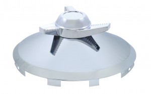 Chrome Universal Front Hub Cap With 3 Bar Left Swing Style Spinner - 7/16" Lip