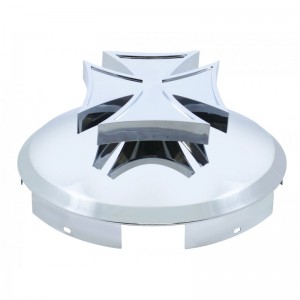 Chrome 5 Even Notch Front Hub Hub Cap W/ Iron Cross Spinner - 1" Lip