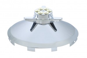 Chrome Universal Front Hub Cap With Gun Cylinder Style Spinner - 7/16" Lip