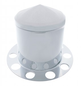 Chrome Pointed Rear 3Pc. Axle Cover - Steel Ring