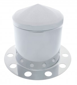 Chrome Pointed Rear 3Pc. Axle Cover - 10 Holes Uni-Mount Ring