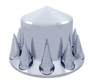 Chrome Plastic Pointed Rear Axle Cover W/ Removable Hub Cap - 33Mm Thread-On Spike Nut Cover
