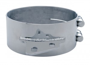 Stainless Steel 8" Butt Joint Exhaust Clamp W/ Angled Bracket