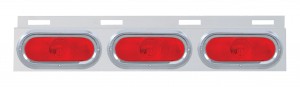 Stainless Steel Top Mud Flap Light Bracket W/ 3 Oval Incandescent Lights W/ Visor - Red Lens