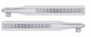 (2/Bulk) Stainless Steel Deluxe Quarter Fender Bracket W/ 11 Red Led 17" Light Bar W/ Bezel - Clear Lens
