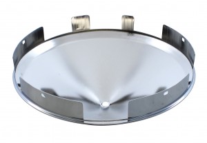 Chrome 1" Lip 6 Uneven Notch Front Hub Cap W/ 2 Bar Spinner