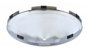 Chrome 7/16" Lip 5 Even Notch Front Hub Cap W/ 3 Bar Left Spinner
