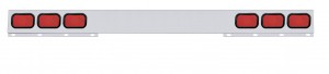 Stainless Steel 1 Piece Rear Light Bar W/ 6 Rectangular Incandescent Light W/ Visor - Red Lens