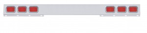 Stainless Steel 1 Piece Rear Light Bar W/ 6 Rectangular Incandescent Light W/ Grommet - Red Lens