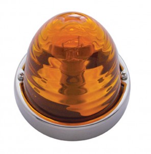 Large Glass Marker Light W/ 1157 Bulb - Amber Beehive Lens