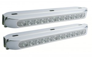 Stainless Steel Double Face Lt Bracket With Two 11 Led 17 5/16" Lt Bar W/ Bezel - Amber/Clear & Red/Clear