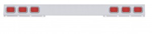 Stainless Steel 1 Piece Rear Light Bar W/ 6 Rectangular Incandescent Light W/ Bezel - Red Lens