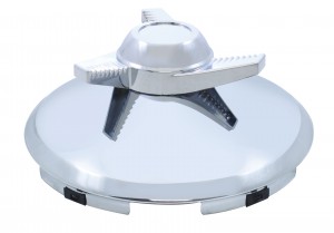 Stainless Steel 7/16" Lip 5 Even Notch Front Hub Cap W/ 3 Bar Left Spinner
