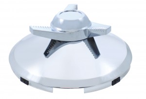 Stainless Steel 7/16" Lip 4 Even Notch Front Hub Cap W/ 3 Bar Right Spinner