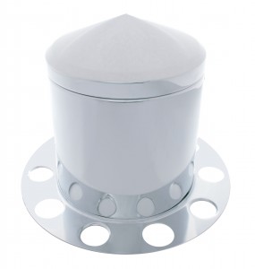 Stainless Steel Pointed Rear 3Pc. Axle Cover - Aluminum Ring