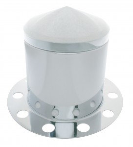 Stainless Steel Pointed Rear 3Pc. Axle Cover - 10 Holes Uni-Mount Ring