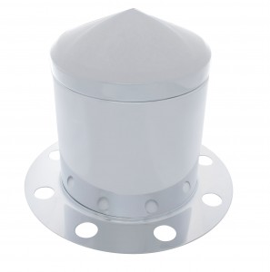 Stainless Steel Pointed Rear 3Pc. Axle Cover - 8 Holes Uni-Mount Ring