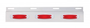 Stainless Steel Top Mud Flap Light Bracket W/ Three 12 Led Rectangular Light W/ Bezel - Red Lens