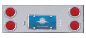 Stainless Steel Rear Center Light Panel W/ 4 Incandescent 4" Flat Light W/ Bezel - Red Lens