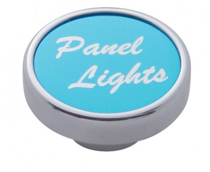 Chrome Dash Knob W/ Aluminum "Panel Lights" Sticker - Blue