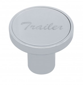 Chrome Air Valve Knob W/ Stainless Steel "Trailer" Plaque - Cursive Script