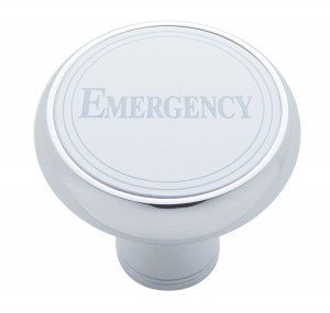 Chrome Deluxe Air Valve Knob W/ Stainless Steel "Emergency" Plaque - Block Script