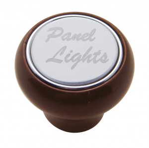 Wood Deluxe Dash Knob W/ Stainless Steel "Panel Lights" Plaque